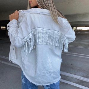 White Cowgirl Jean Jacket with studs - Willowchic Boutique NWT